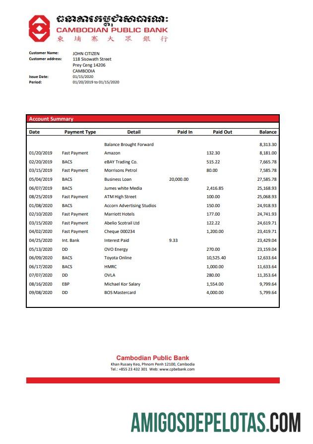 Camboja Exemplo de banco público cambojano